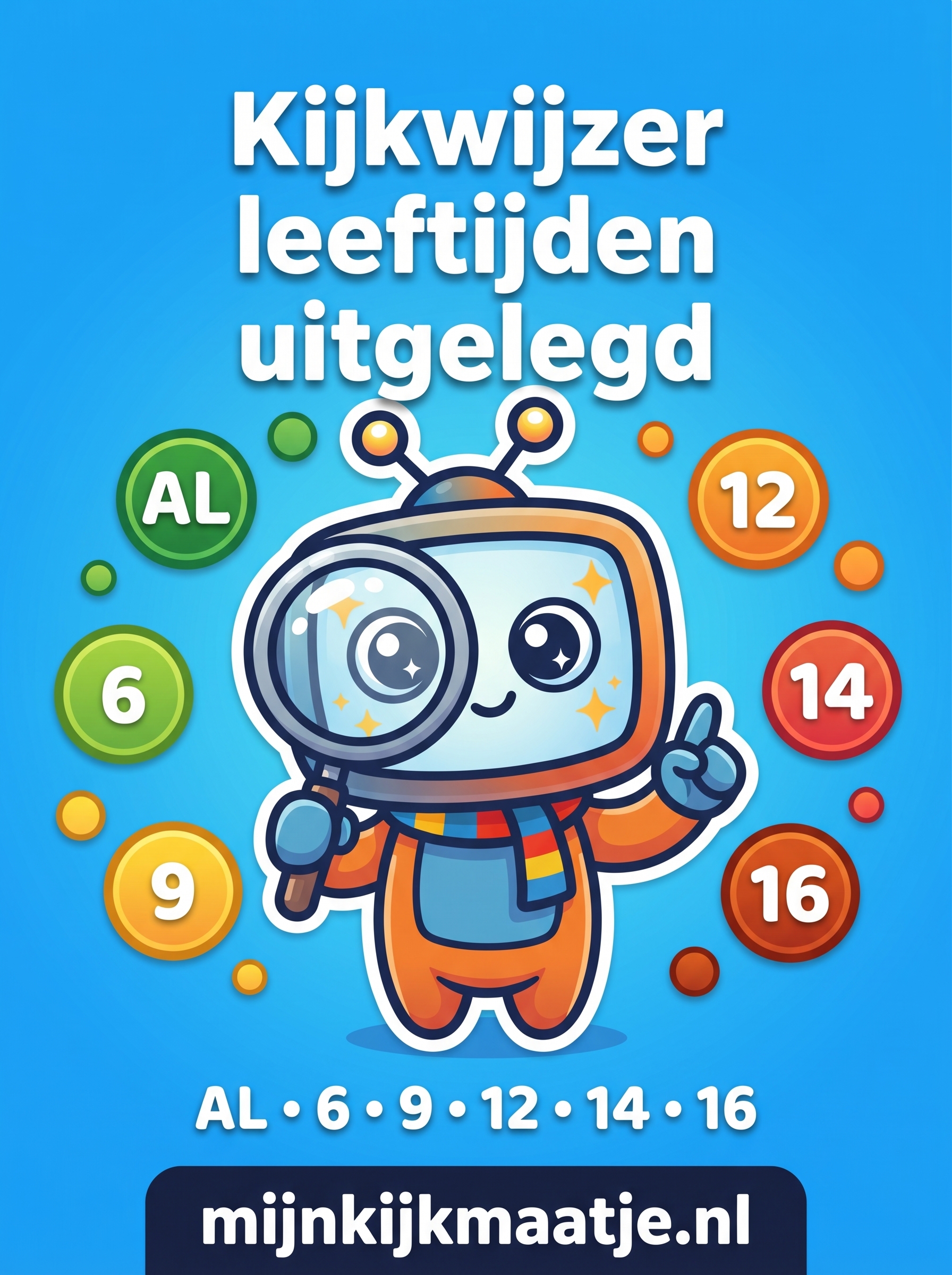 Kijkwijzer leeftijden uitgelegd: AL, 6, 9, 12, 14, 16