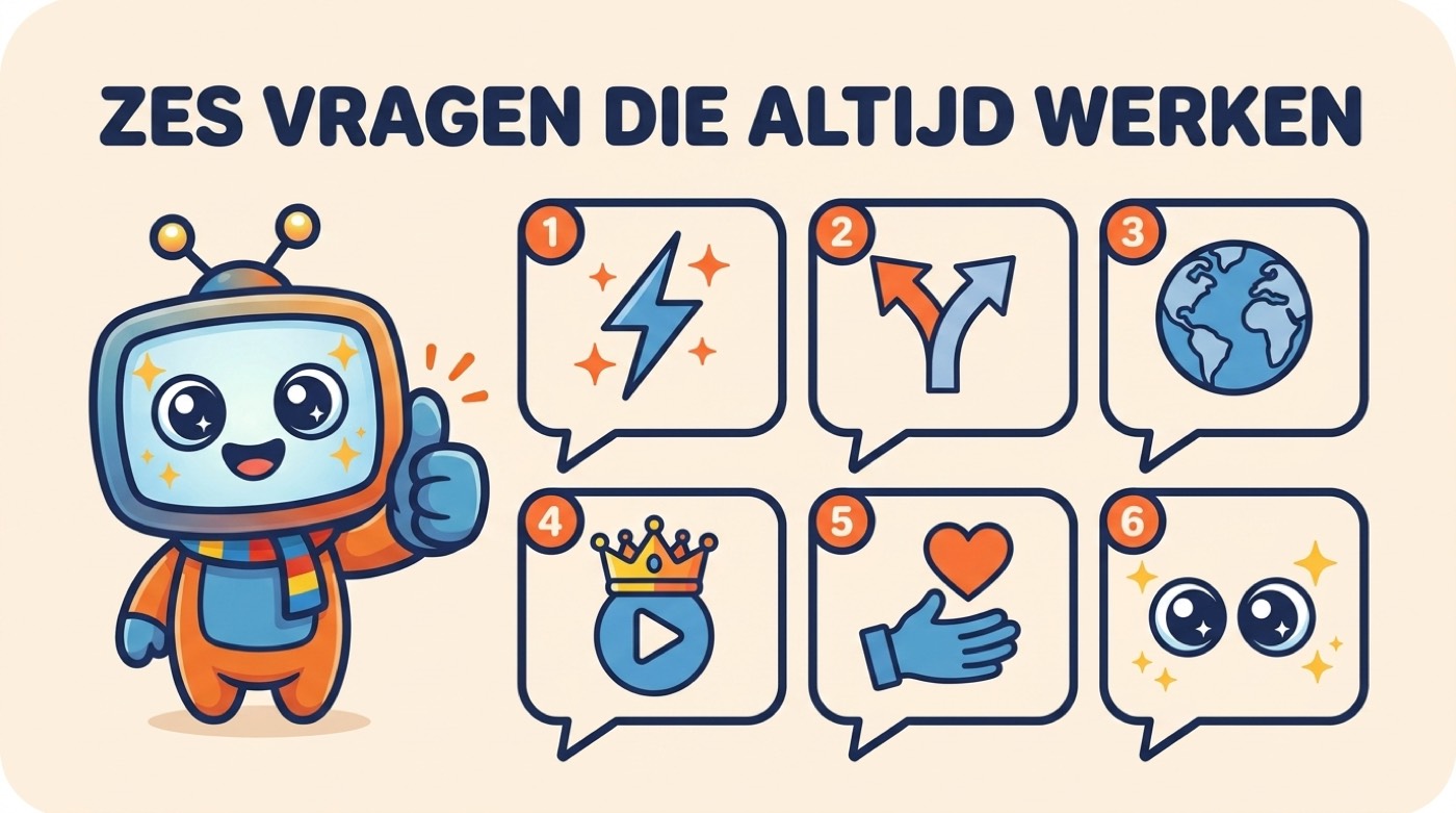 Infographic: zes vragen om samen met je kind na te praten over een film