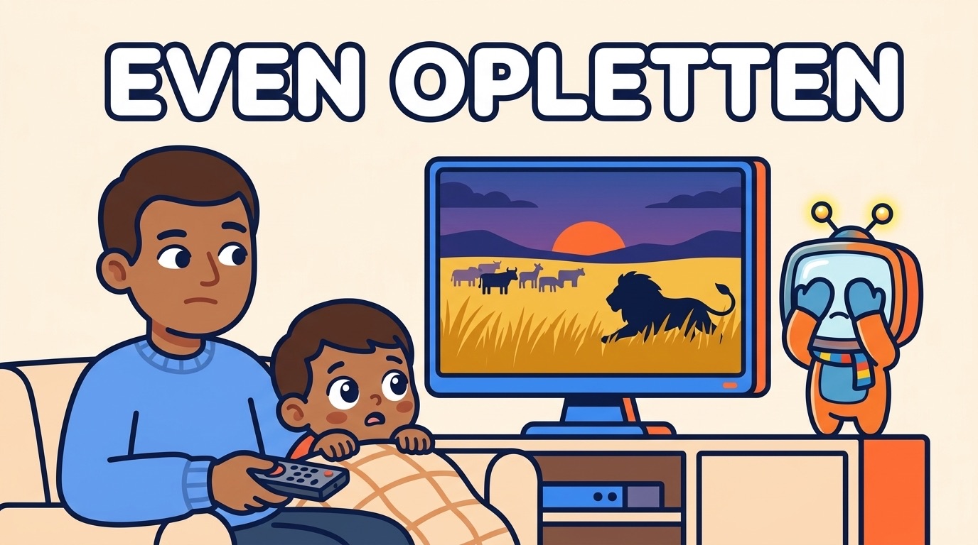 Illustratie: een ouder houdt de afstandsbediening klaar bij een spannend natuurmoment
