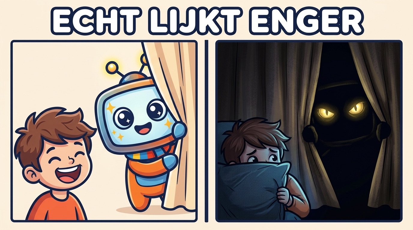 Illustratie: hetzelfde monster voelt anders als het echt lijkt